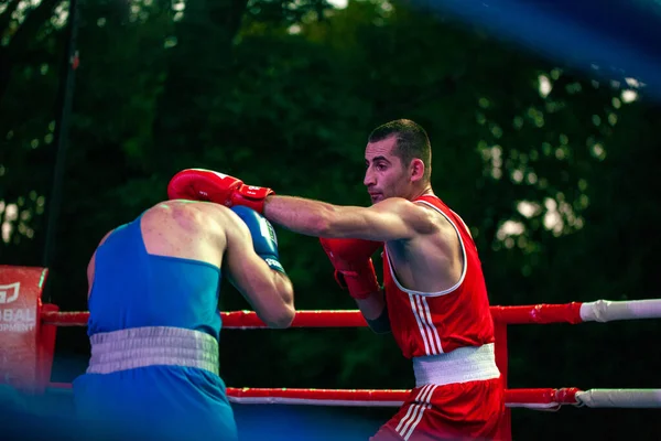 Stepan Oganisyan Gegen Gurgen Madoyan Während Eines Boxkampfes Zwischen Den — Stockfoto