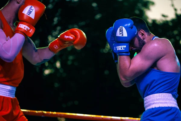 Maksim Kots Contra Gor Nersisyan Durante Partido Boxeo Entre Las — Foto de Stock