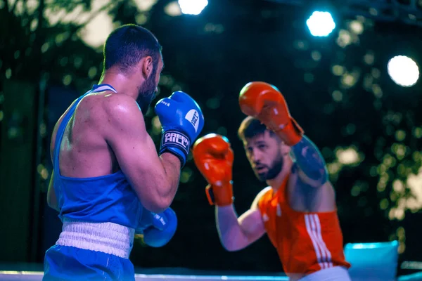 Maksim Kots Contra Gor Nersisyan Durante Partido Boxeo Entre Las — Foto de Stock