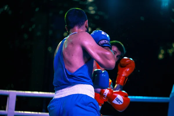 Maksim Kots Contra Gor Nersisyan Durante Partido Boxeo Entre Las — Foto de Stock