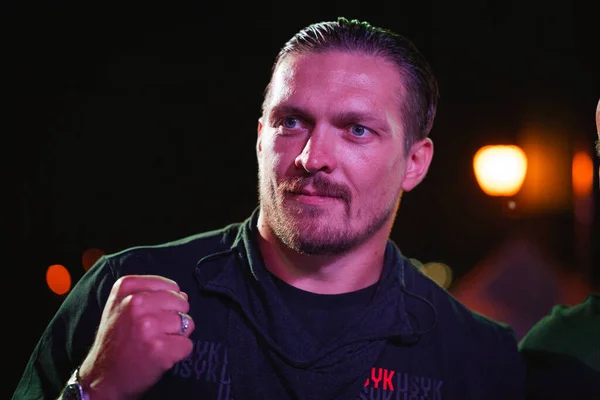 Dünya boks şampiyonu ALEXANDER USYK Ukrayna - Ermenistan milli takımları arasındaki boks maçı sırasında Harkov şehrinin onuruna düzenlendi. Shevchenko Parkı, Harkov, Ukrayna, 23.08.2020