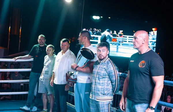 Boxweltmeister Alexander Usyk Mit Dem Trainer Des Ukrainischen Boxteams Leonid — Stockfoto