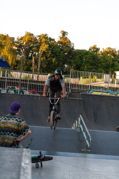 Bmx Riders Makes Tricks Festival Ofrider Cultures Complit 2020 Ukraine — Stock Photo, Image