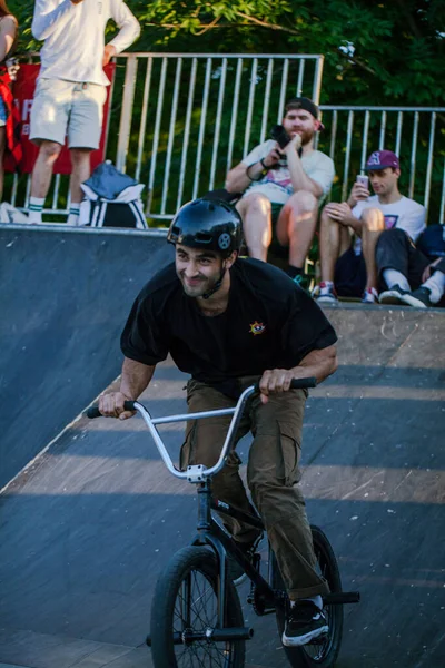 Bmx Riders Makes Tricks Festival Ofrider Cultures Complit 2020 Ukraine — Stock Photo, Image