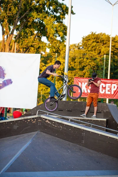 Bmx Riders Makes Tricks Festival Rider Cultures Complit 2020 Ukraine — Photo
