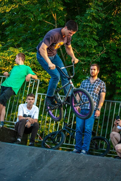 Bmx Riders Makes Tricks Festival Rider Cultures Complit 2020 Ukraine — Stock Photo, Image