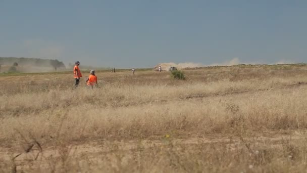 自然を背景に道路を走る車は — ストック動画