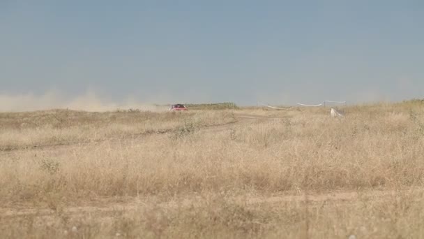 Bil Fortkörning Väg Naturen Bakgrund — Stockvideo