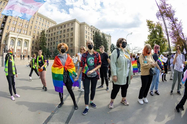 Orgullo Járkov Marcha Lgbt Igualdad Por Los Derechos Gays Lesbianas —  Fotos de Stock