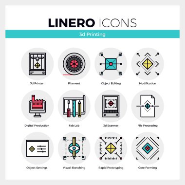 3D baskı Linero Icons Set