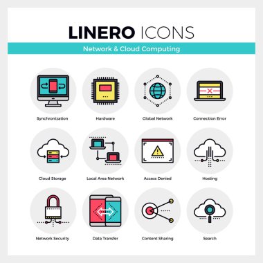 Cloud Computing Linero Icons Set