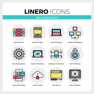 Veri kuruluş Linero Icons Set