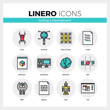 Kodlama ve geliştirme Linero Icons Set