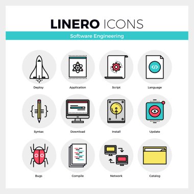 Yazılım Mühendisliği Linero Icons Set