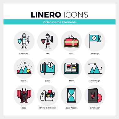 Video oyun öğeleri Linero Icons Set