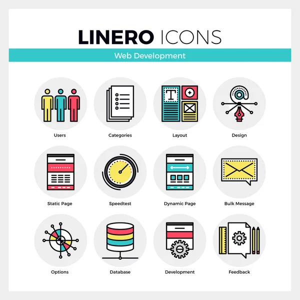 Desarrollo Web Conjunto de iconos Linero — Vector de stock