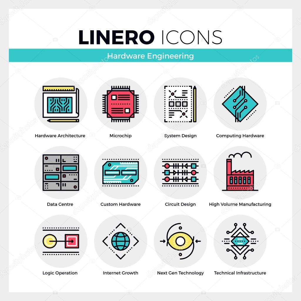 Hardware Engineering Linero Icons Set