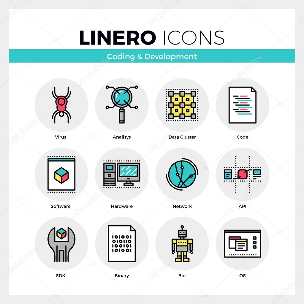 Coding and Development Linero Icons Set