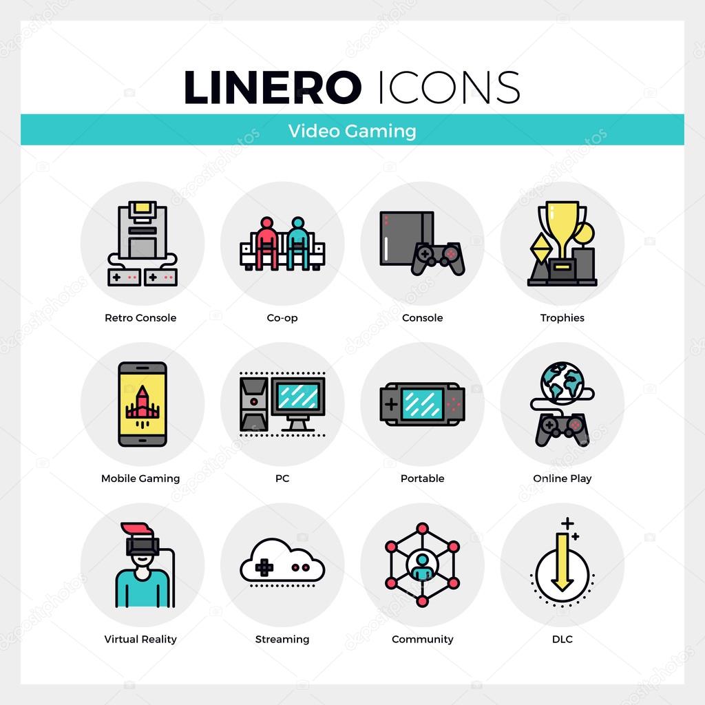 Video Gaming Linero Icons Set