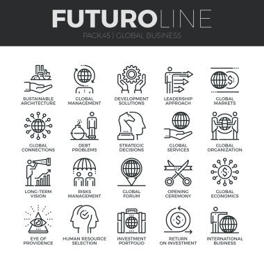 Küresel iş Icons Set