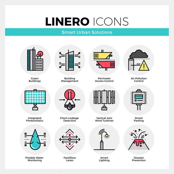 Set di icone di soluzione urbana intelligente — Vettoriale Stock