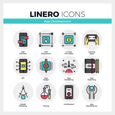 App geliştirme doğrusal Icons Set 