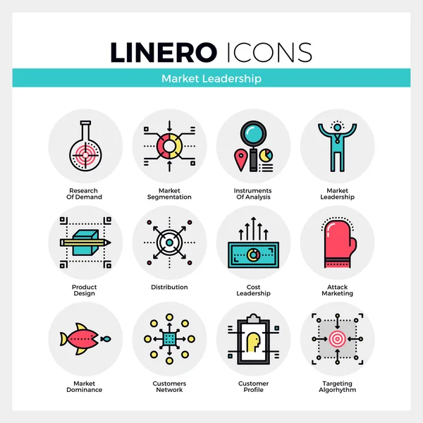 Market Leadership Linear Icons Set Royalty Free Stock Vectors