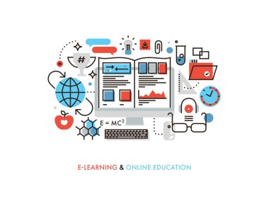 Online Eğitim Monoflat illüstrasyon