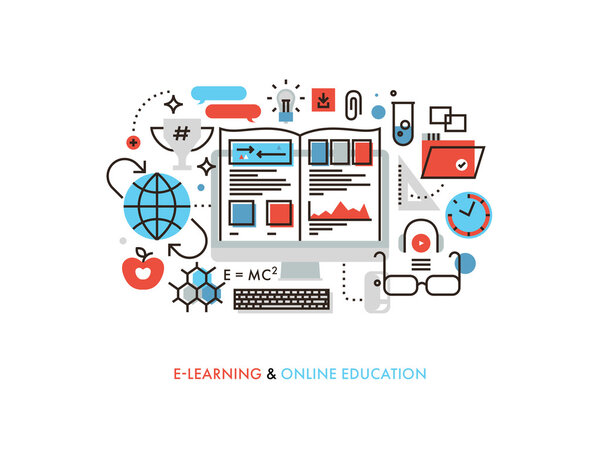 Online Education Monoflat Illustration