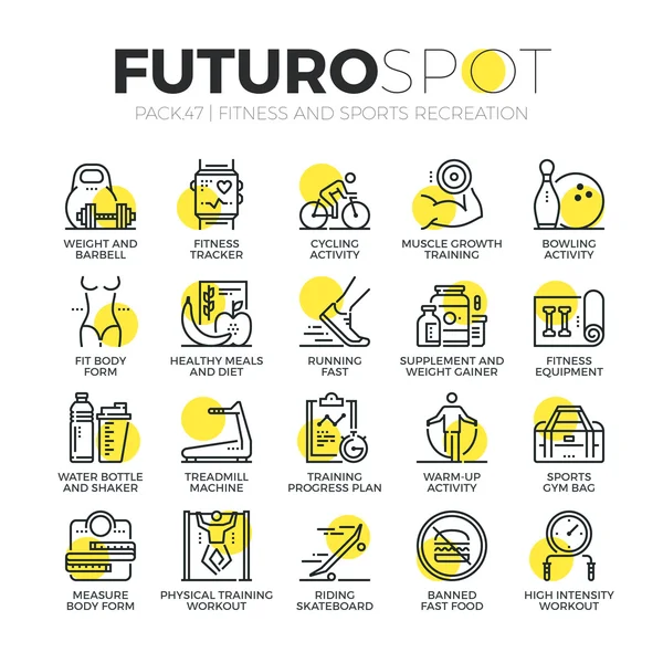 Futuro-Spot-Ikonen für Sport und Fitness — Stockvektor