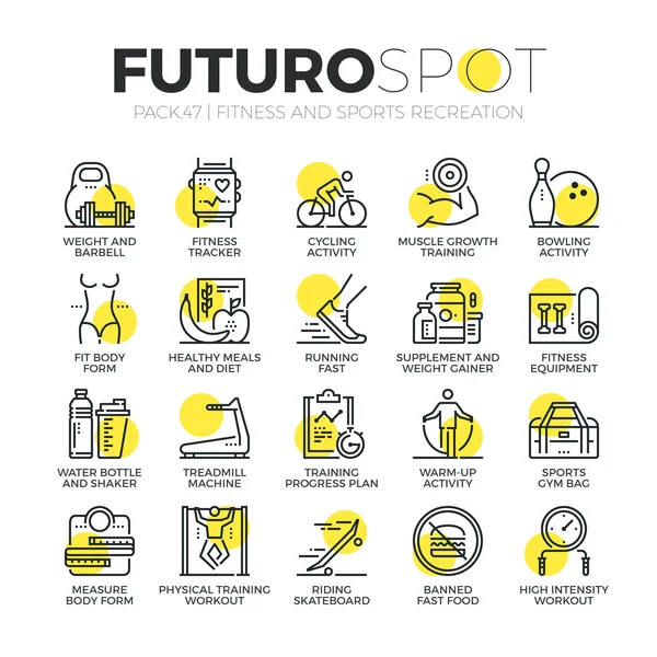 Actividad deportiva y fitness Futuro Spot Iconos — Vector de stock