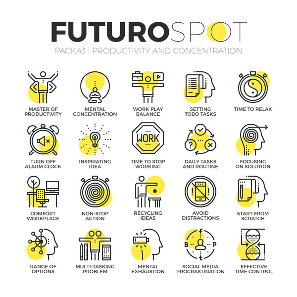 Productiviteit werk Futuro Spot pictogrammen — Stockvector