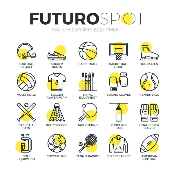 Equipamiento deportivo Futuro Spot Iconos — Vector de stock