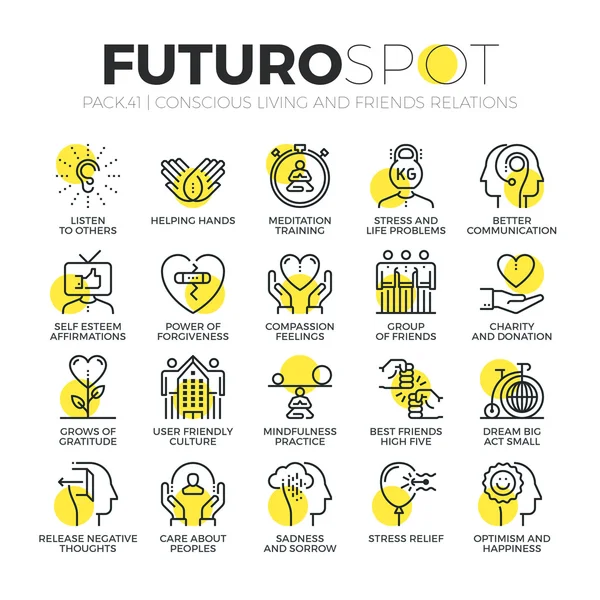 Bewust leven Futuro Spot pictogrammen — Stockvector