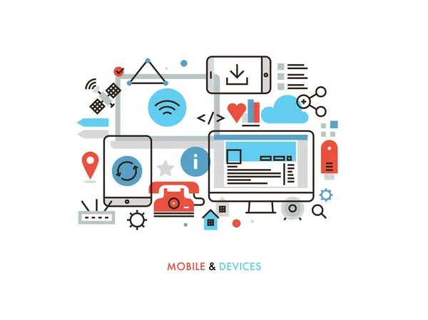 Mobile et Appareils Illustration Monoflat — Image vectorielle