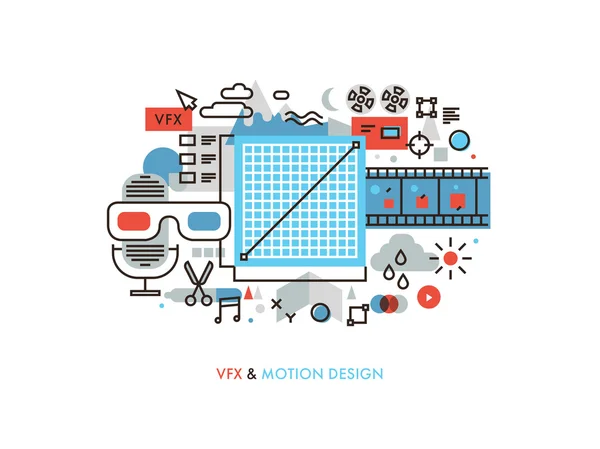 VFX y Motion Design Monoflat Illustration — Vector de stock