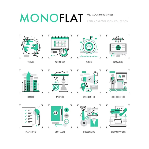 Icônes monoplates d'affaires modernes — Image vectorielle