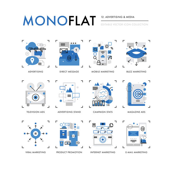 Advertising Media Monoflat Icons