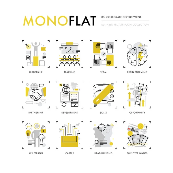 Kurumsal Gelişim Monoflat simgeleri — Stok Vektör