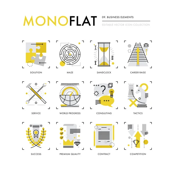 Elementos de Negocio Monoflat Iconos — Vector de stock