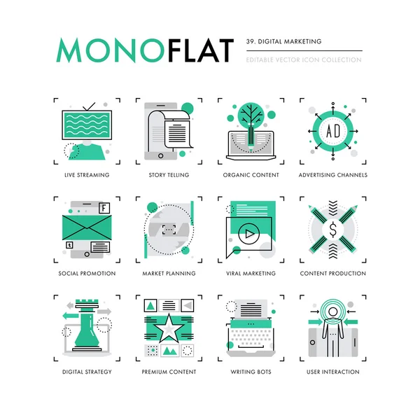 Digitale marketingikoner – Stock-vektor