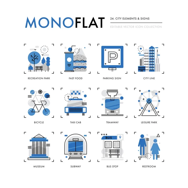 Pictogrammen van de elementen van de stad — Stockvector