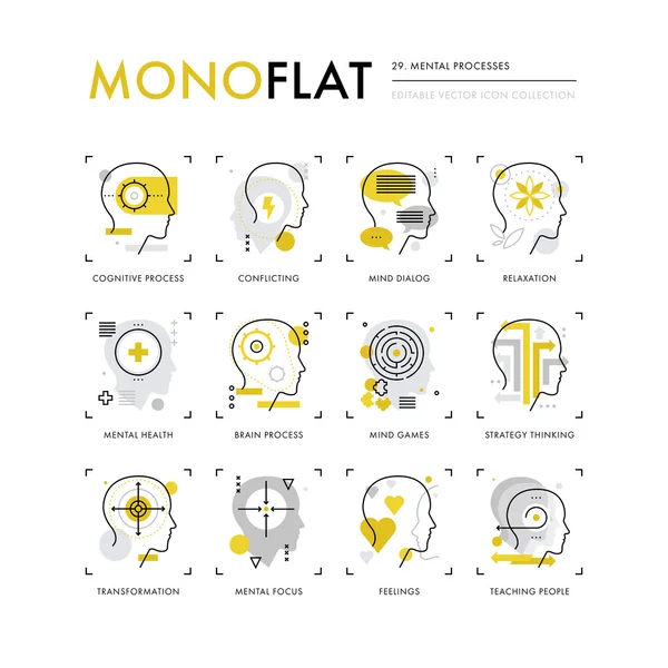 Procesos mentales Iconos — Vector de stock