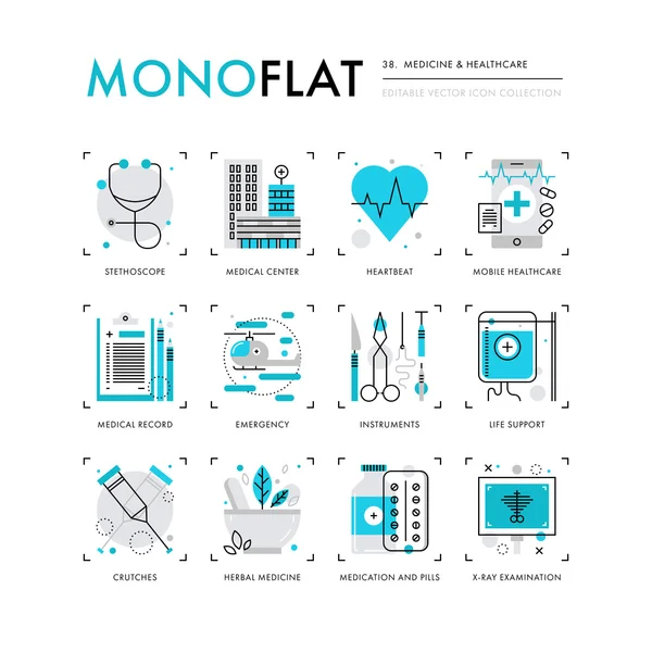Иконы медицины и здравоохранения — стоковый вектор