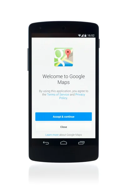 Приложение Google Maps на Google Nexus 5 — стоковое фото