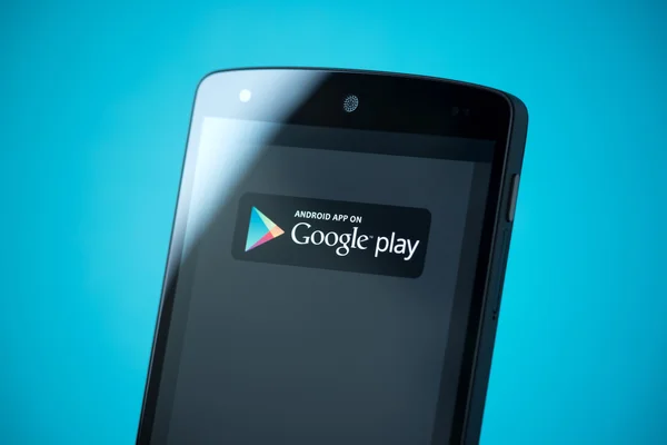 Google Play Sign on Google Nexus 5 — Stock Photo, Image