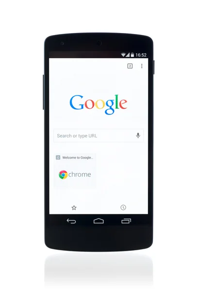 Página web de búsqueda de Google en Google Nexus 5 — Foto de Stock