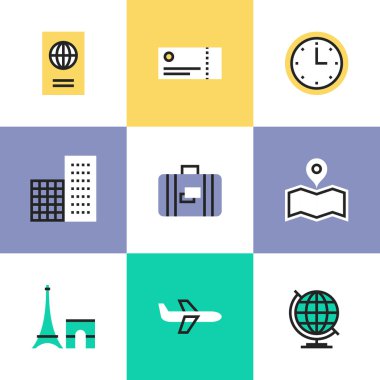 Seyahat ve tatil piktogram Icons set