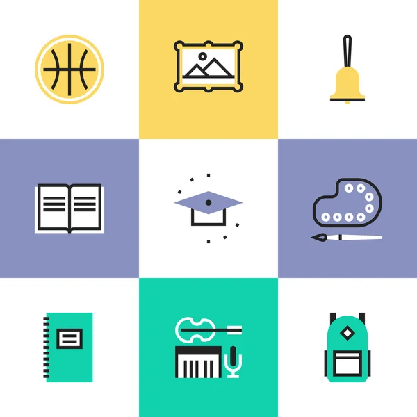 Objetos de educación iconos conjunto — Vector de stock