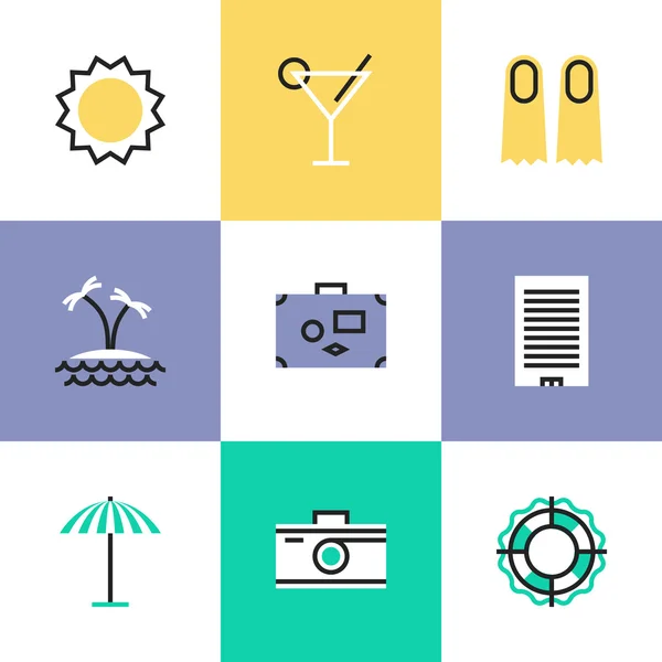 Iconos vacaciones de verano — Vector de stock